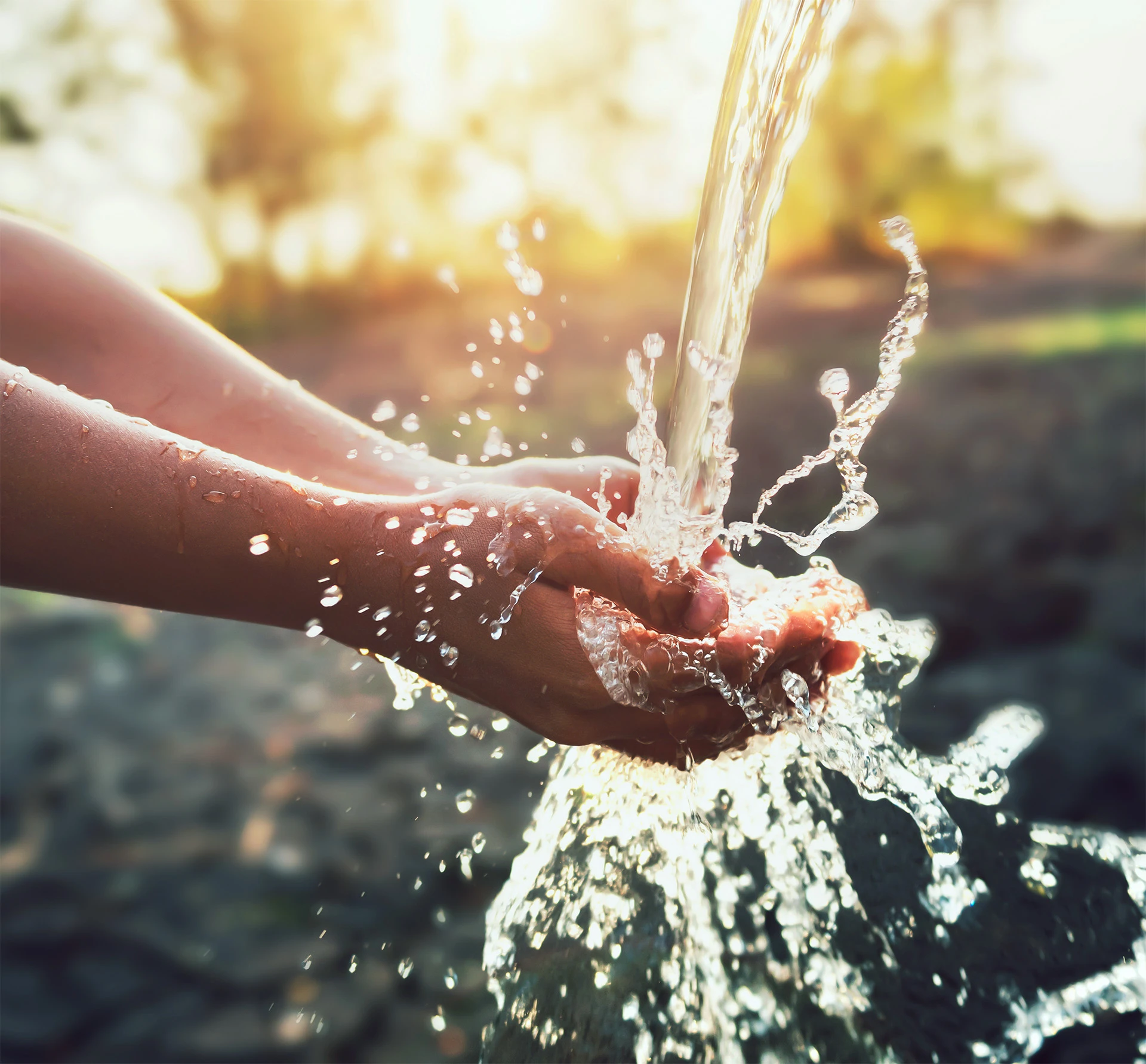 hand with clear clean water